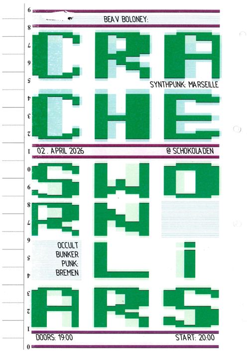 Crache (synth-punk, marseille) + Sworn Liars (garage-punk-rock, bremen)