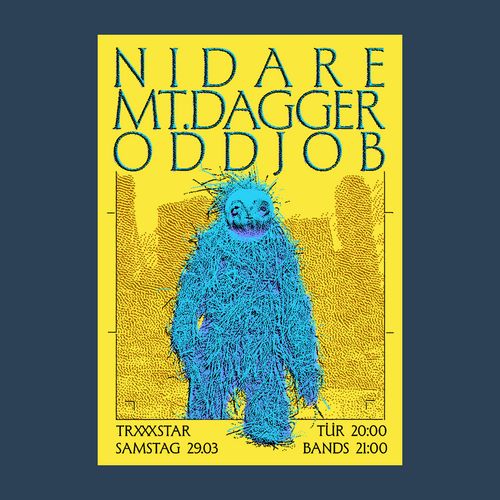 nidare (postblackmetal, BLN) mt.dagger (00'hc, BLN/LE) oddjob(chaotic hc, BLN) @trxxxstar