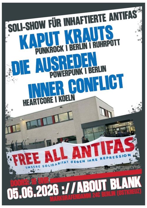 FREE THEM ALL: SOLI-KONZERT FÜR ANTIFAS IN HAFT || Kaput Krauts | Die Ausreden | Inner Conflict