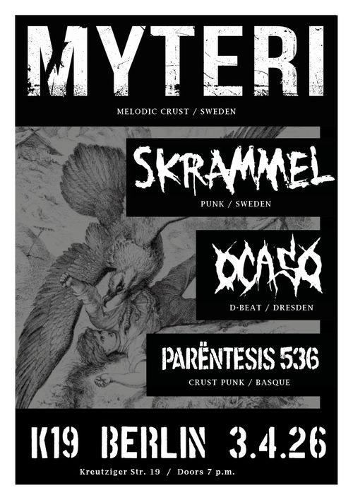 CRUST NIGHT: MYTERI (swe), SKRAMMEL (swe), OCASO (d)