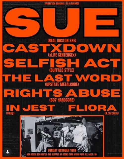 Sue (Boston), CastXDown (Ohio), Selfish Act, The Last Word and More