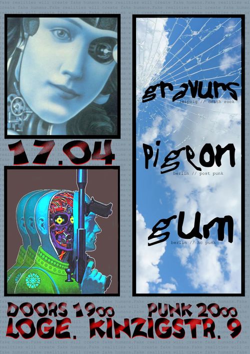 Pigeon, gravurs, gum