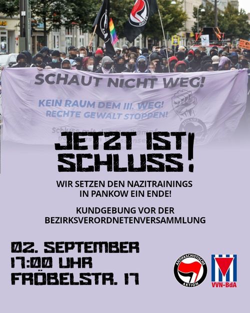 BVV Pankow: Kundgebung gegen die Nazitrainings in Weißensee